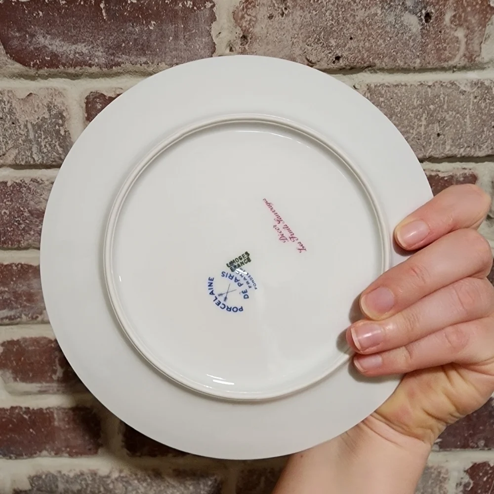 Vintage Porcelaine De Paris France  Raspberry Ceramic Dessert Plates Set Of 4